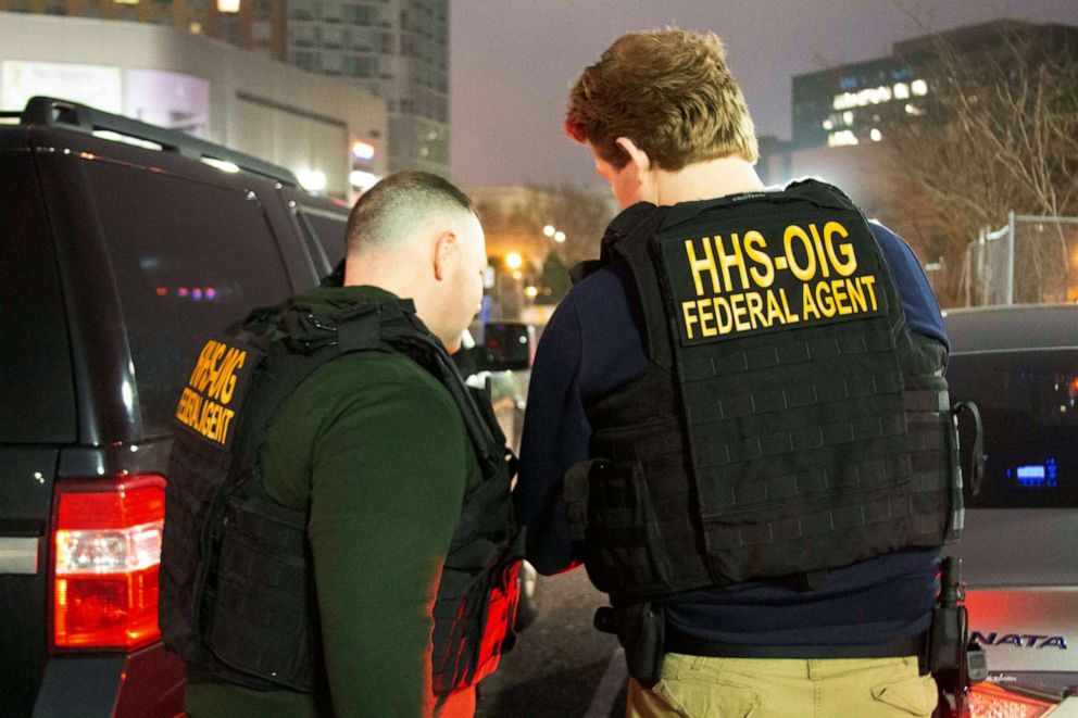 PHOTO: HHS Office of Inspector General agents take part in arrests on April 9, 2019, in Queens, N.Y., as they break up a billion-dollar Medicare scam that peddled unneeded orthopedic braces to hundreds of thousands of seniors nationwide.