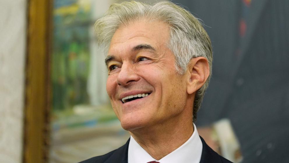 PHOTO: Dr. Mehmet Oz attends his swearing in ceremony to be Administrator of the Centers for Medicare and Medicaid Services, in the Oval Office of the White House, April 18, 2025, in Washington.