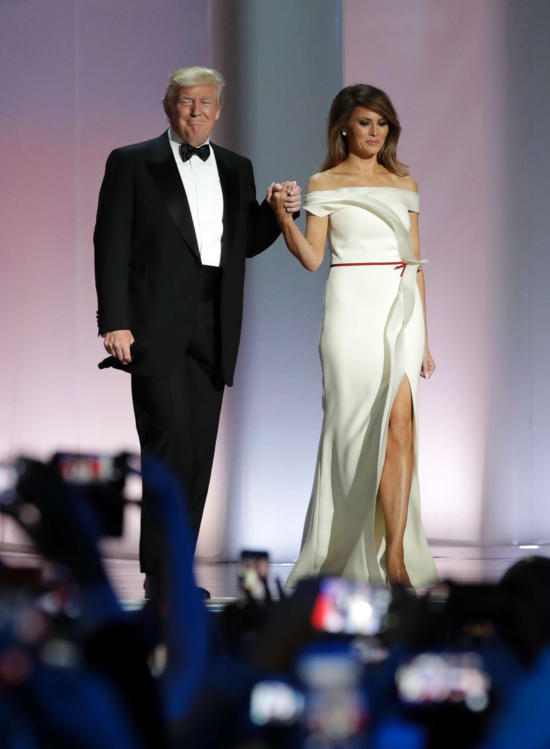PHOTO: President Donald Trump arrives with first lady Melania Trump at the Liberty Ball in Washington, Jan. 20, 2017.