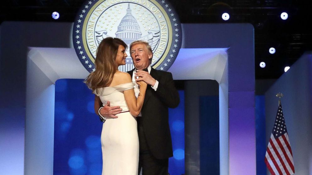 PHOTO: President Donald Trump and first lady Melania Trump dance during the Freedom Ball at the Washington Convention Center Jan. 20, 2017 in Washington.