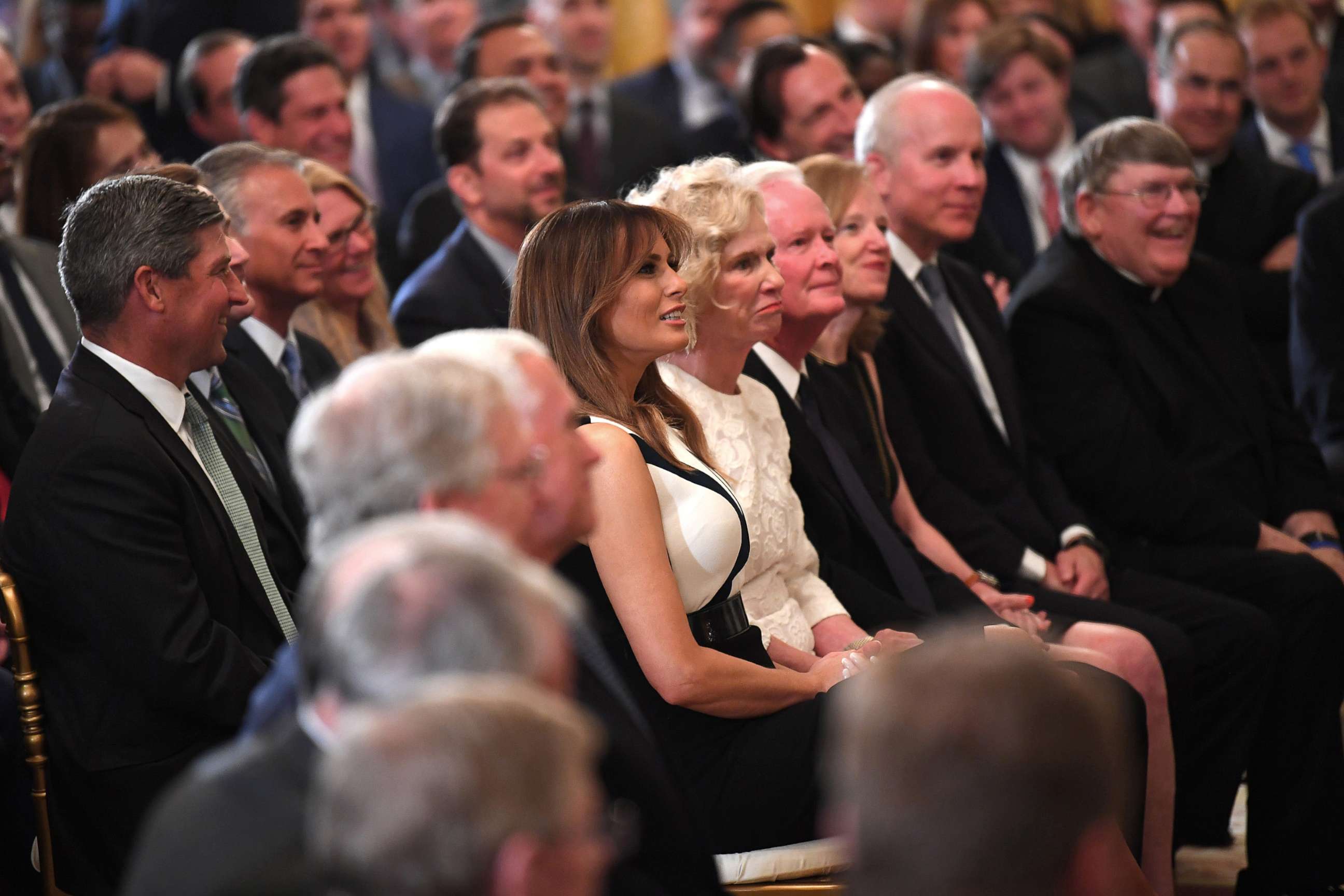 PHOTO: First lady Melania Trump sits next to Martha Kavanaugh, mother of Supreme Court nominee Brett Kavanaugh, during the announcement of his nomination by President Donald Trump at the White House, July 9, 2018.
