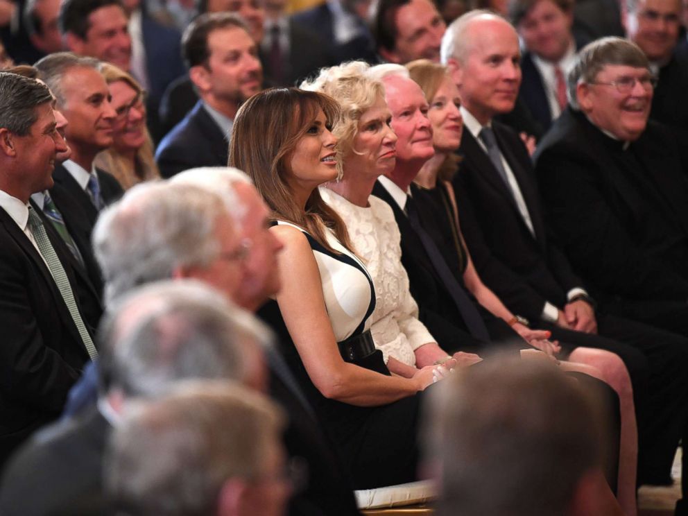 PHOTO: First lady Melania Trump sits next to Martha Kavanaugh, mother of Supreme Court nominee Brett Kavanaugh, during the announcement of his nomination by President Donald Trump at the White House, July 9, 2018.