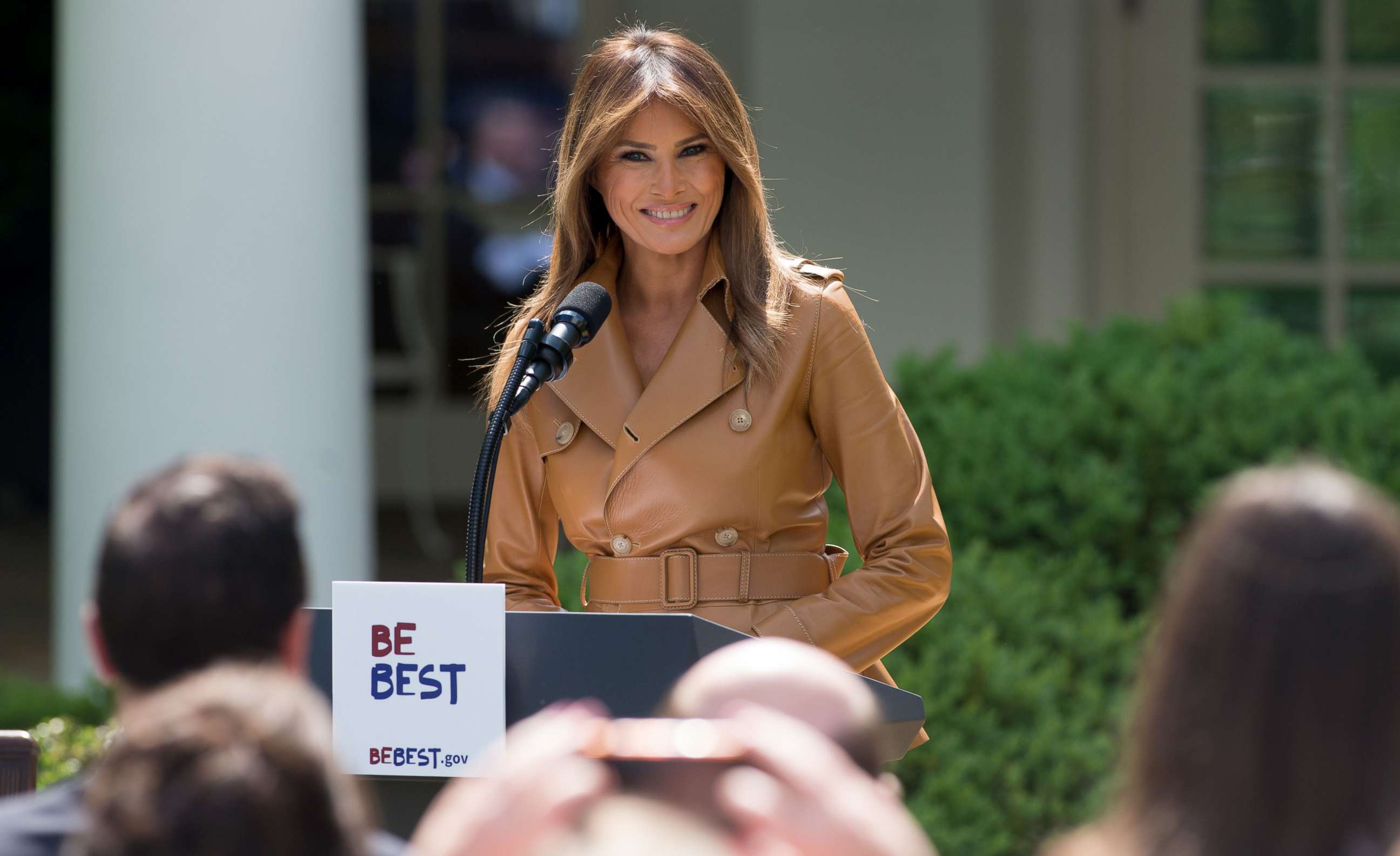 PHOTO: First Lady Melania Trump announces her "Be Best" children's initiative in the Rose Garden of the White House in Washington, May 7, 2018.