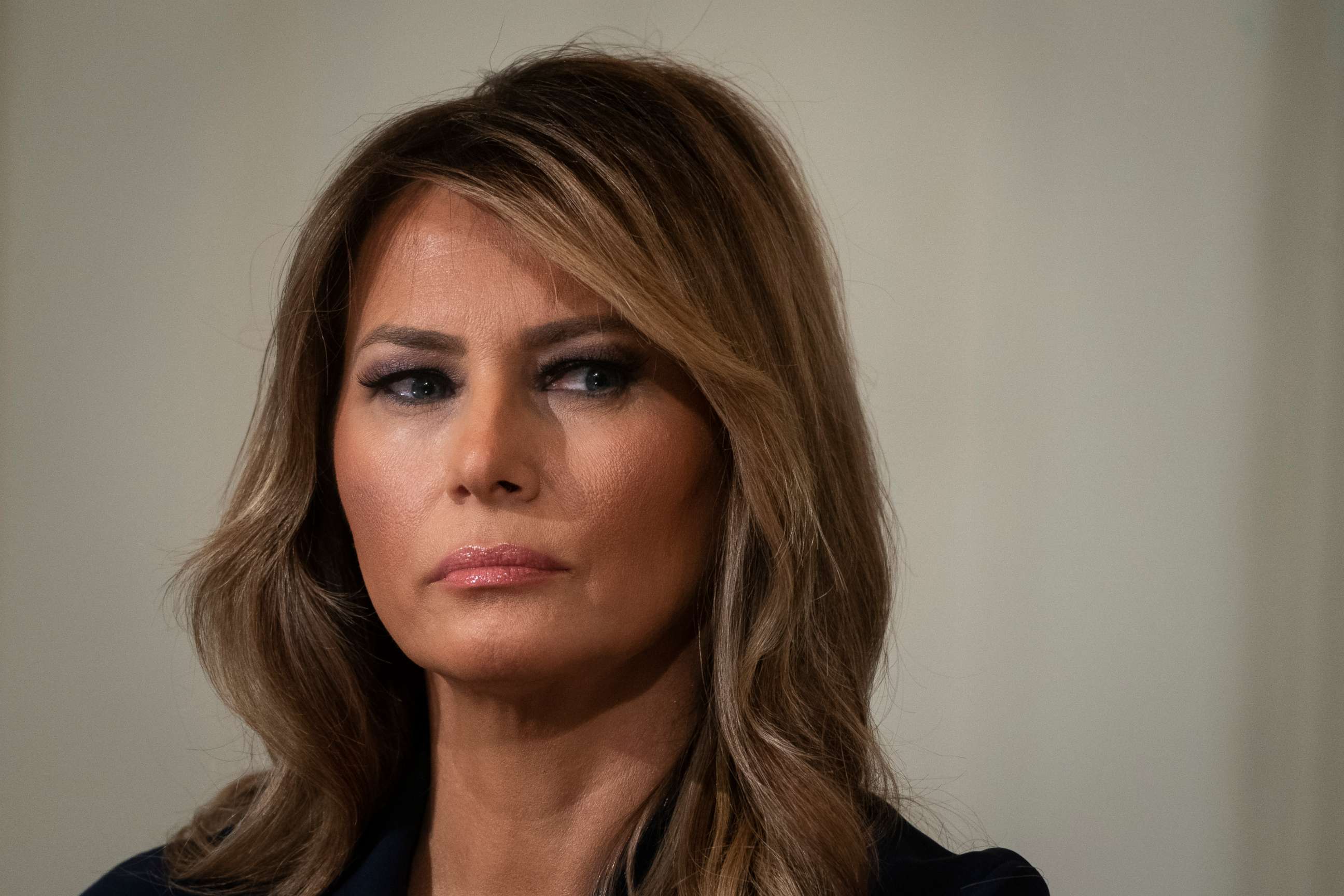 PHOTO: First lady Melania Trump attends a meeting in the State Dining Room of the White House on July 23, 2020, in Washington.