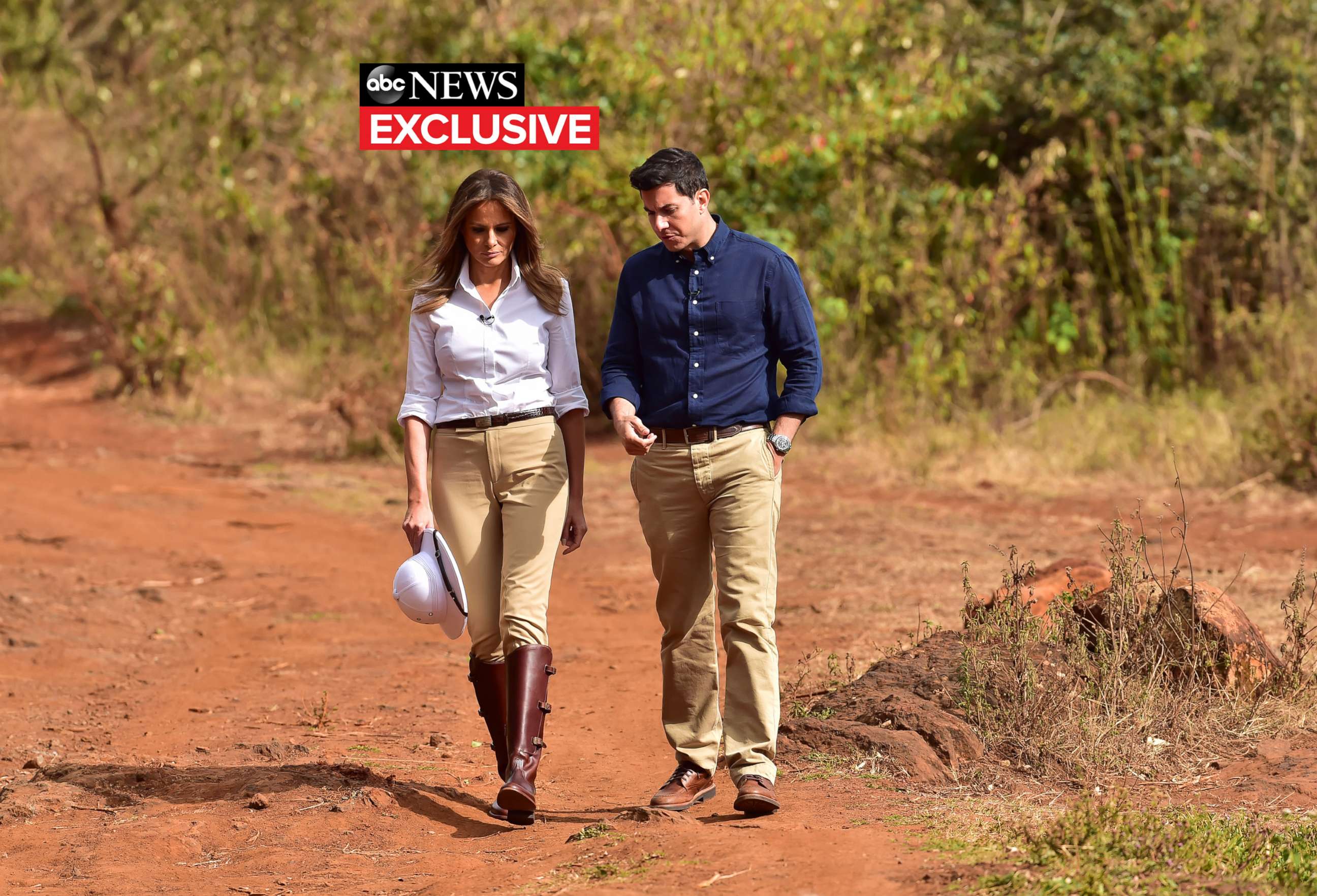 PHOTO: First lady Melania Trump gives an interview to ABC News' Tom Llamas.