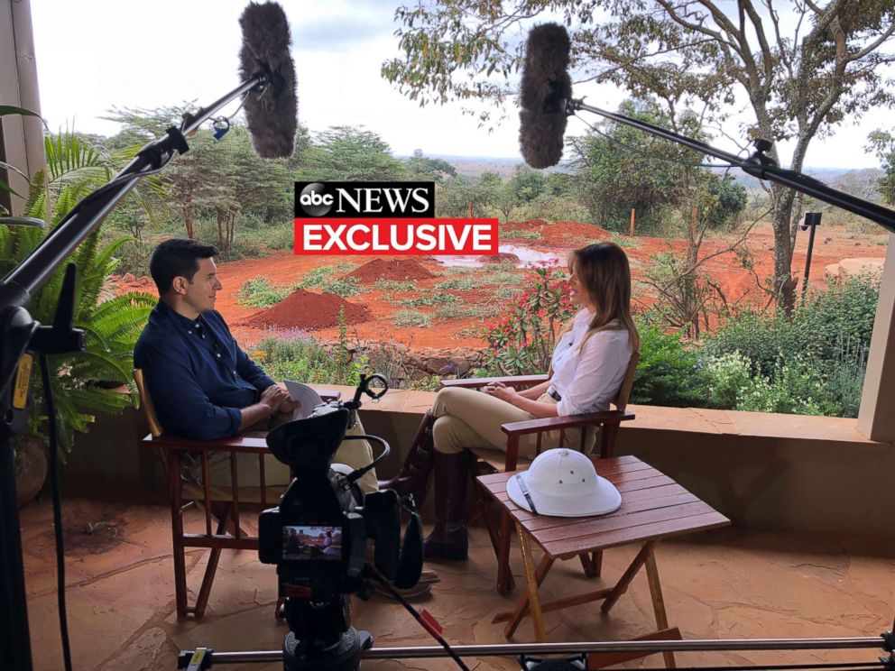 PHOTO: First lady Melania Trump gives an interview to ABC News' Tom Llamas.