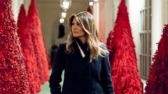 PHOTO: First lady Melania Trump reviews the Christmas decorations in the East Colonnade of the White House, Nov. 25, 2018.