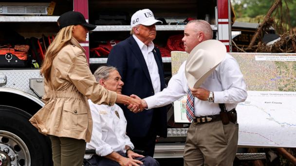 First lady Melania Trump addresses first responders in flood-ravaged Texas