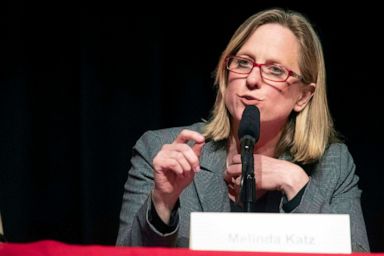 PHOTO: Queens Borough President Melinda Katz speaks during a Queens District Attorney candidates forum at St. Johns University in New York, June 13, 2019.