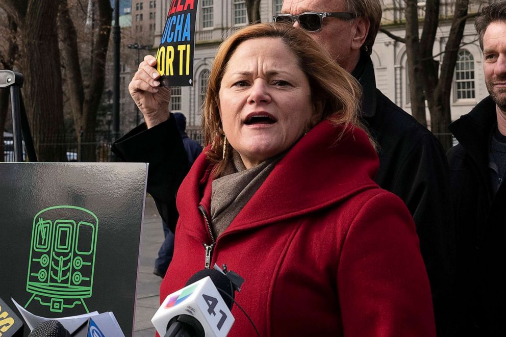 PHOTO: This Dec. 6, 2018, file photo shows Melissa Mark-Viverito speaking at a news conference, in New York.