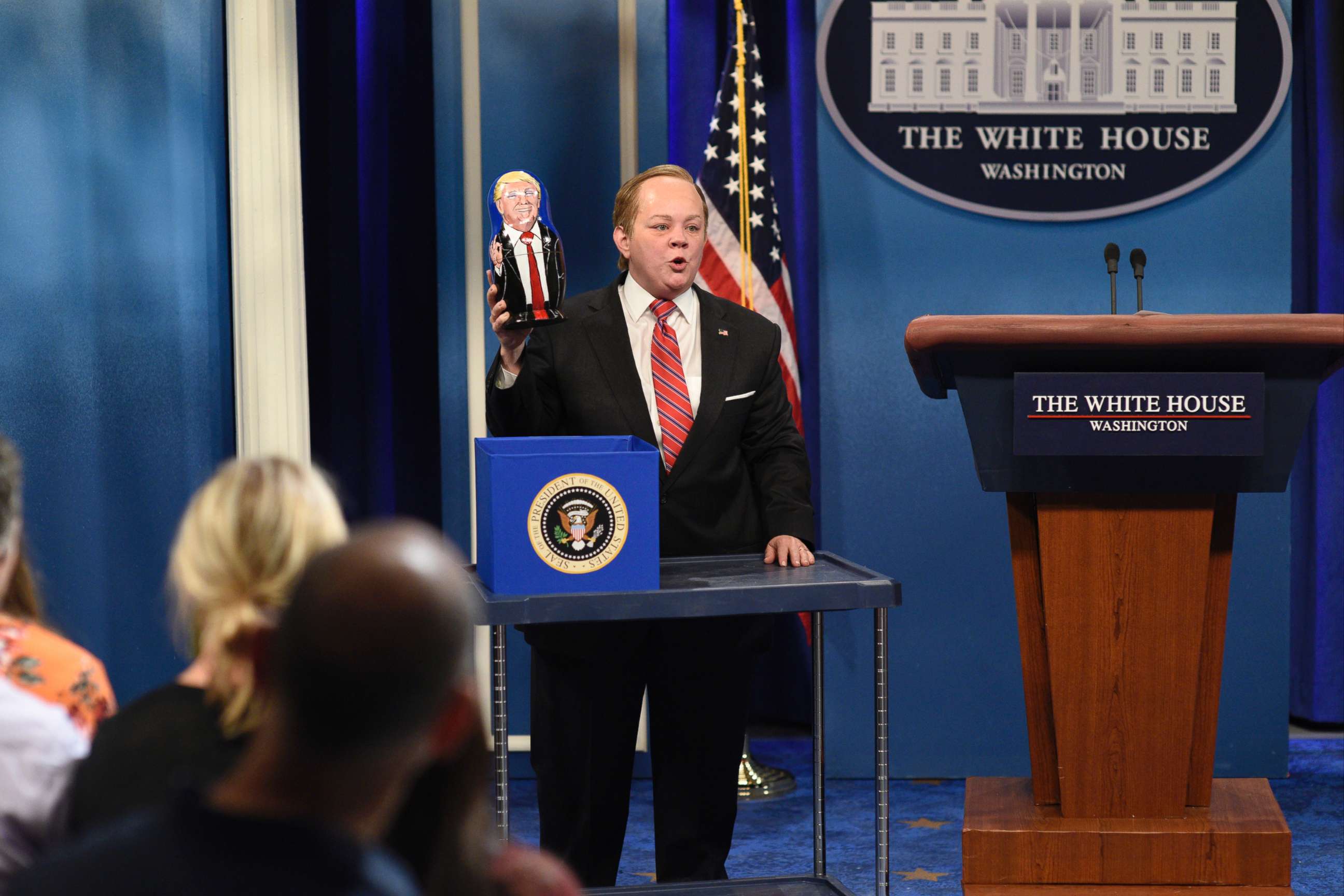 PHOTO: Melissa McCarthy portrays White House Press Secretary Sean Spicer on "Saturday Night Live" in New York on May 13, 2017