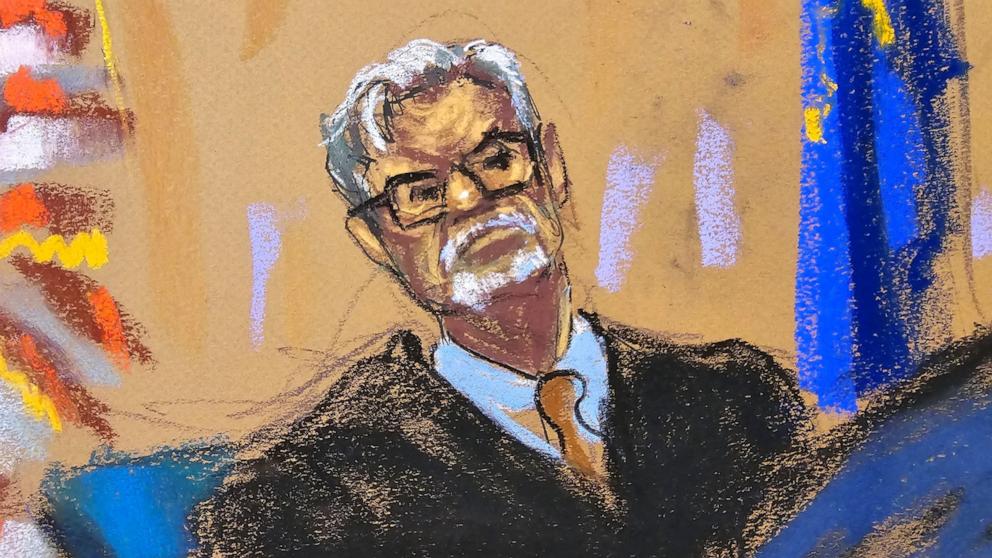 PHOTO: Justice Juan Merchan during former President Donald Trump's criminal trial in Manhattan state court in New York City, May 16, 2024 in this courtroom sketch.