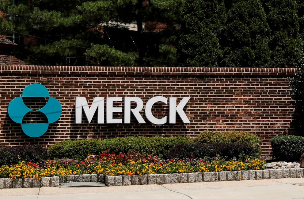 PHOTO: The Merck logo adorns a gate to the Merck & Co campus in Linden, N.J., July 12, 2018.