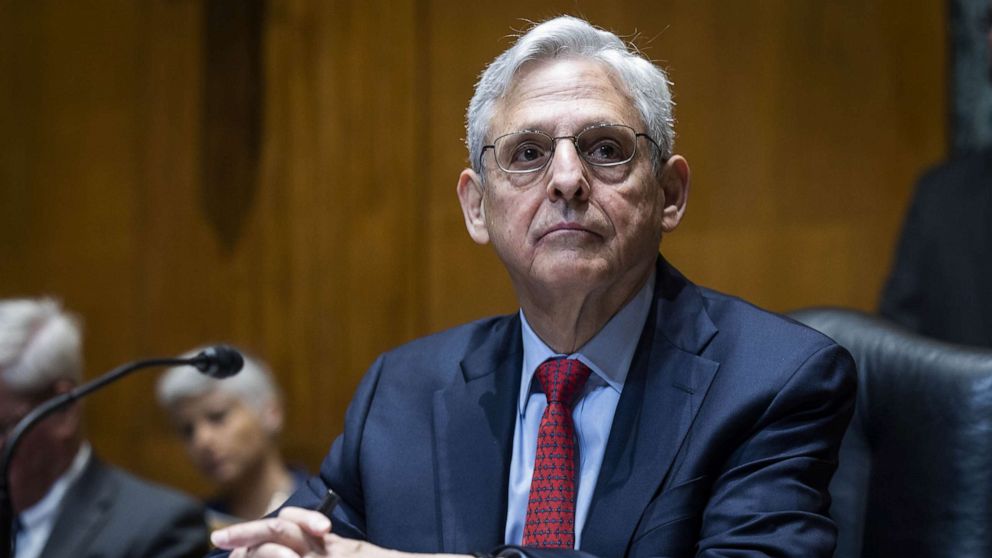 PHOTO: In this April 26, 2022, file photo, Merrick Garland, U.S. attorney general, arrives for a Senate Appropriations Subcommittee hearing in Washington, D.C.