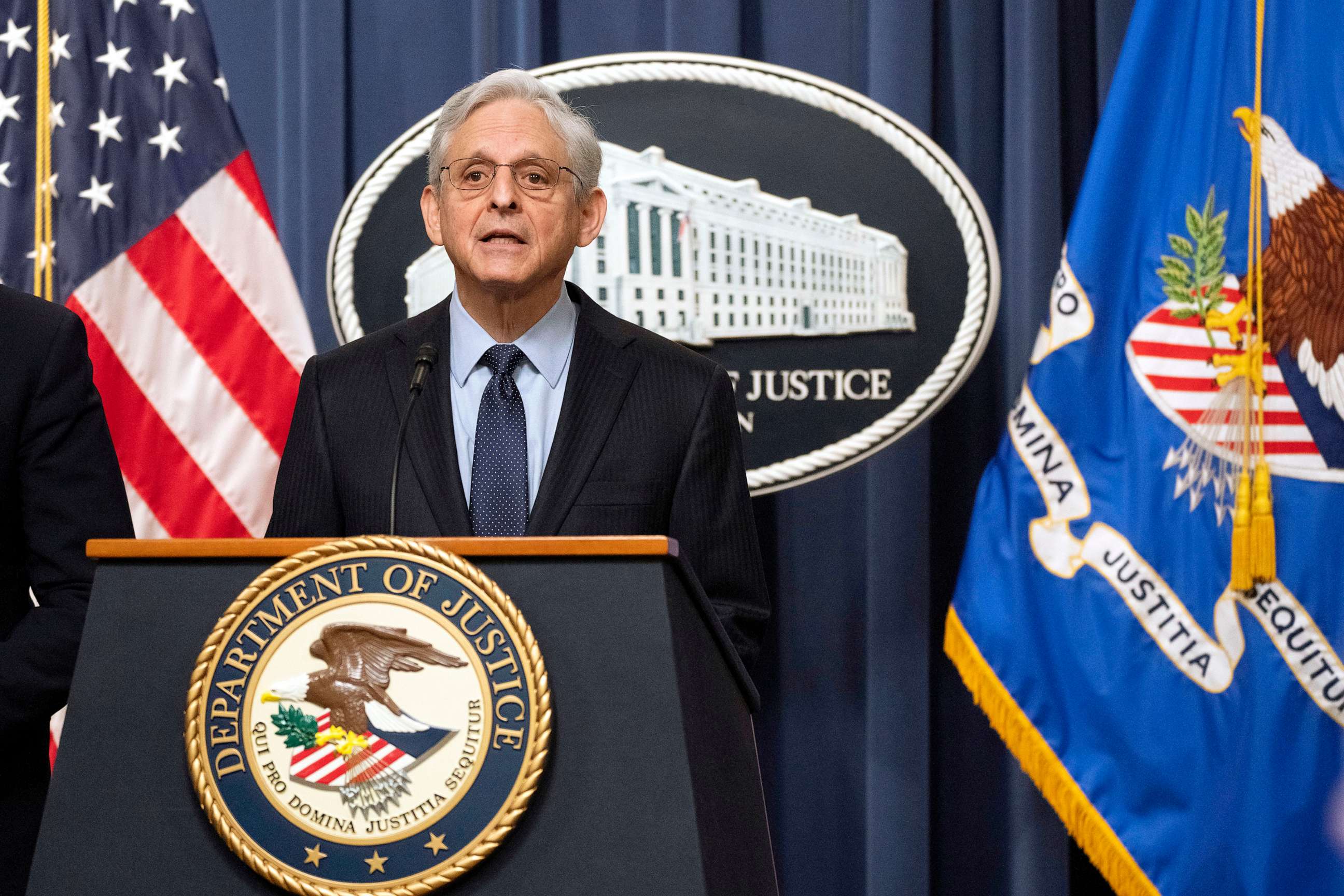 PHOTO: Attorney General Merrick Garland speaks during a news conference at the Department of Justice, on Jan. 12, 2023, in Washington, D.C.