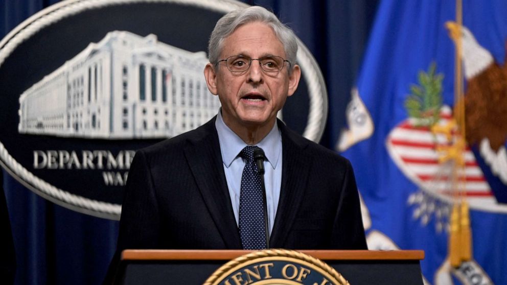 PHOTO: US Attorney General Merrick Garland names an independent special counsel to probe President Joe Biden's alleged mishandling of classified documents at the US Justice Department in Washington, DC on Jan. 12, 2023.