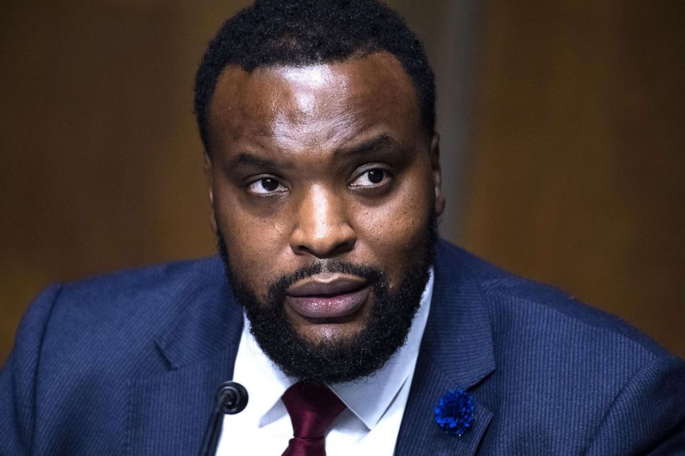 PHOTO: Attorney Lee Merritt testifies during a Judiciary Committee hearing in the Dirksen Senate Office Building, June 16, 2020, in Washington, D.C. 