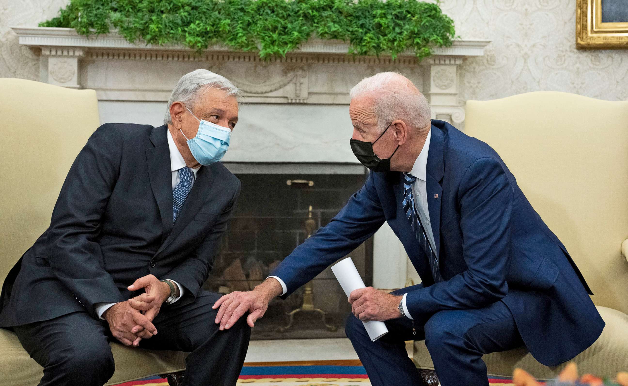 PHOTO: President Joe Biden meets with Mexican President Andres Manuel Lopez Obrador  in the Oval Office of the White House, Nov. 18, 2021 in Washington, D.C. 