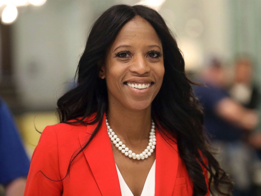 PHOTO: Republican Rep. Mia Love greets supporters during an election night party, in Lehi, Utah, Nov. 6, 2018.