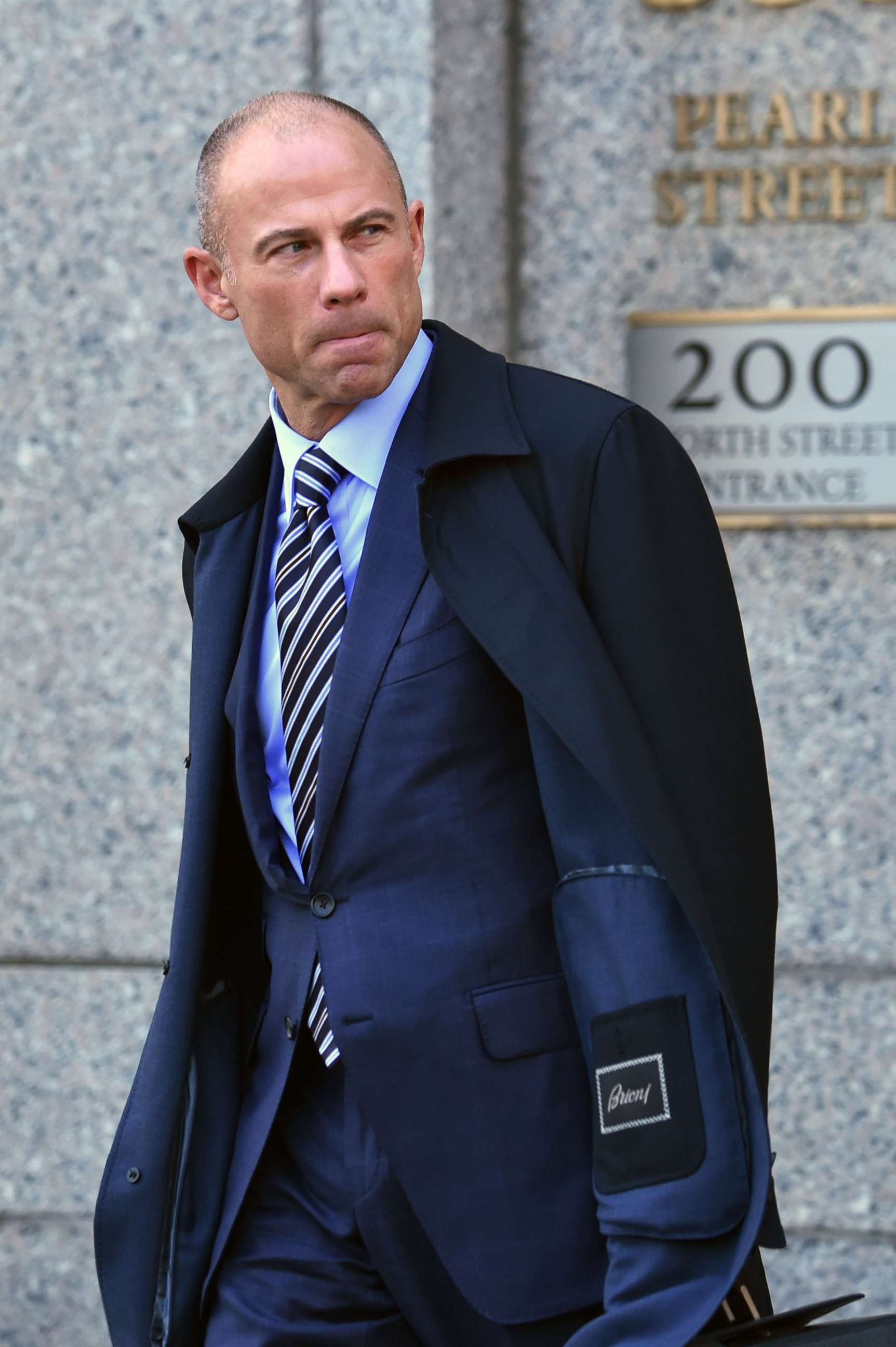 PHOTO: Michael Avenatti, the attorney for Stormy Daniels, walks outside the federal courthouse in New York on April 26, 2018.