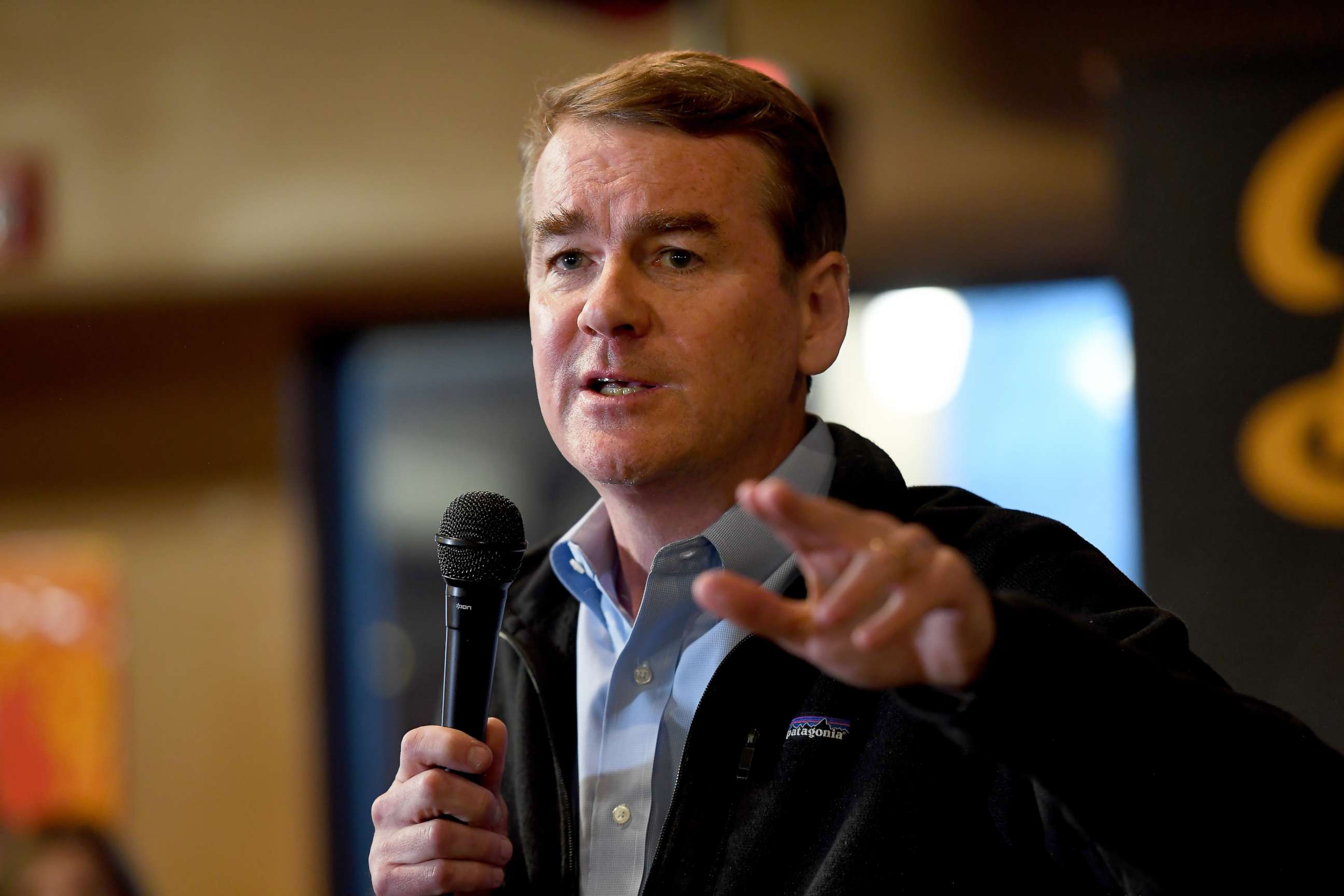PHOTO: JOHNSTOWN, IA - FEBRUARY 22: Democratic Senator Michael Bennet speaks to the Polk County Democrats at Doc's Lounge February 22, 2019, in Johnston, Iowa. (Photo by Joe Amon/MediaNews Group/The Denver Post via Getty Images)