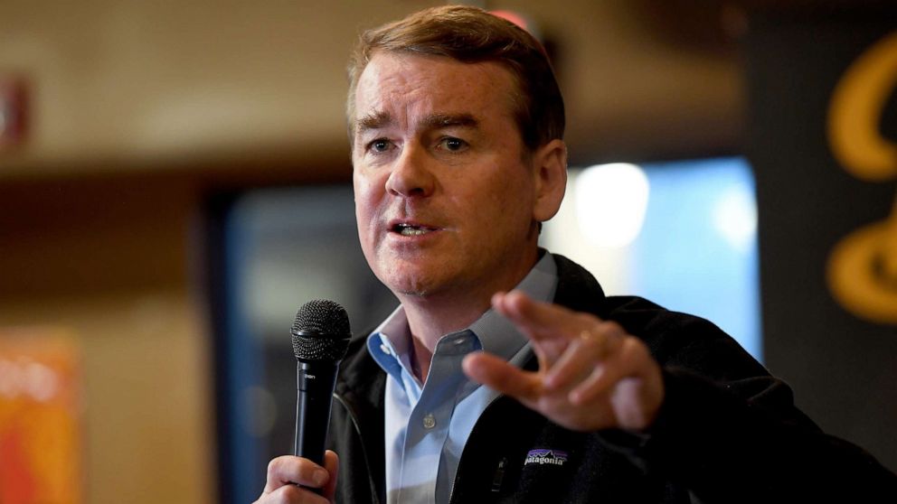 PHOTO: JOHNSTOWN, IA - FEBRUARY 22: Democratic Senator Michael Bennet speaks to the Polk County Democrats at Doc's Lounge February 22, 2019, in Johnston, Iowa. (Photo by Joe Amon/MediaNews Group/The Denver Post via Getty Images)