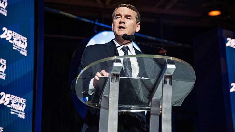 PHOTO: Democratic presidential candidate, Sen. Michael Bennet, speaks at the 2019 Essence Festival in New Orleans, July 6, 2019.