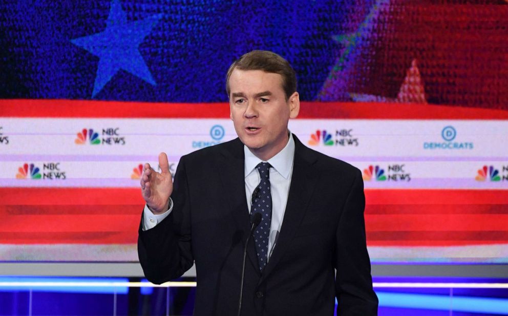 PHOTO: Michael Bennet participates in the second night of the first 2020 democratic presidential debate in Miami, June 27, 2019.