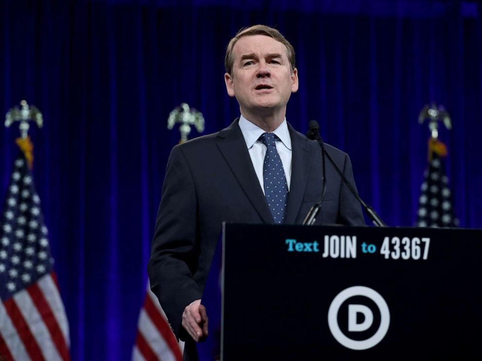 PHOTO: Democratic presidential candidate, Sen. Michael Bennet speaks during the Democratic Presidential Committee summer meeting, Aug. 23, 2019, in San Francisco.