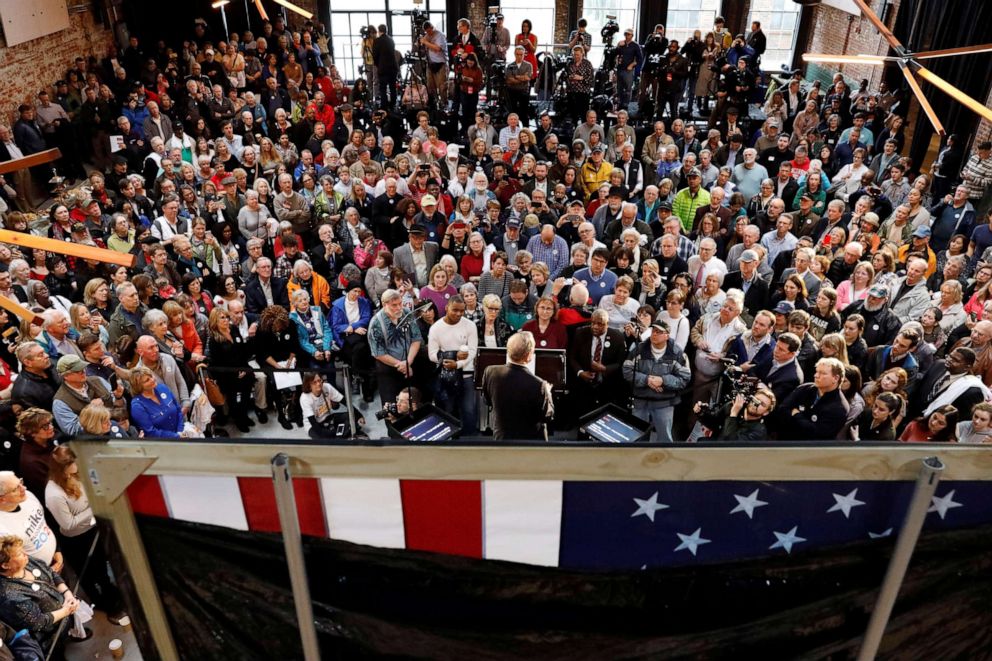 PHOTO: Democratic presidential candidate Michael Bloomberg speaks at a campaign event in Greensboro, N.C., Feb. 13, 2020.