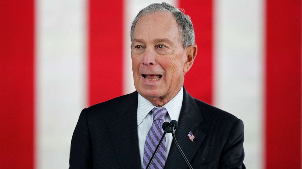 PHOTO: Democratic presidential candidate and former New York City Mayor Michael Bloomberg speaks at a campaign event in Raleigh, N.C., Feb. 13, 2020.