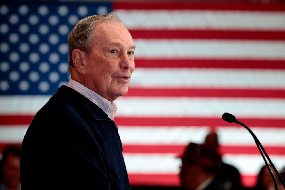 PHOTO: Democratic presidential hopeful and former New York Mayor Michael Bloomberg speaks during an event to open a campaign office at Eastern Market in Detroit, Michigan.