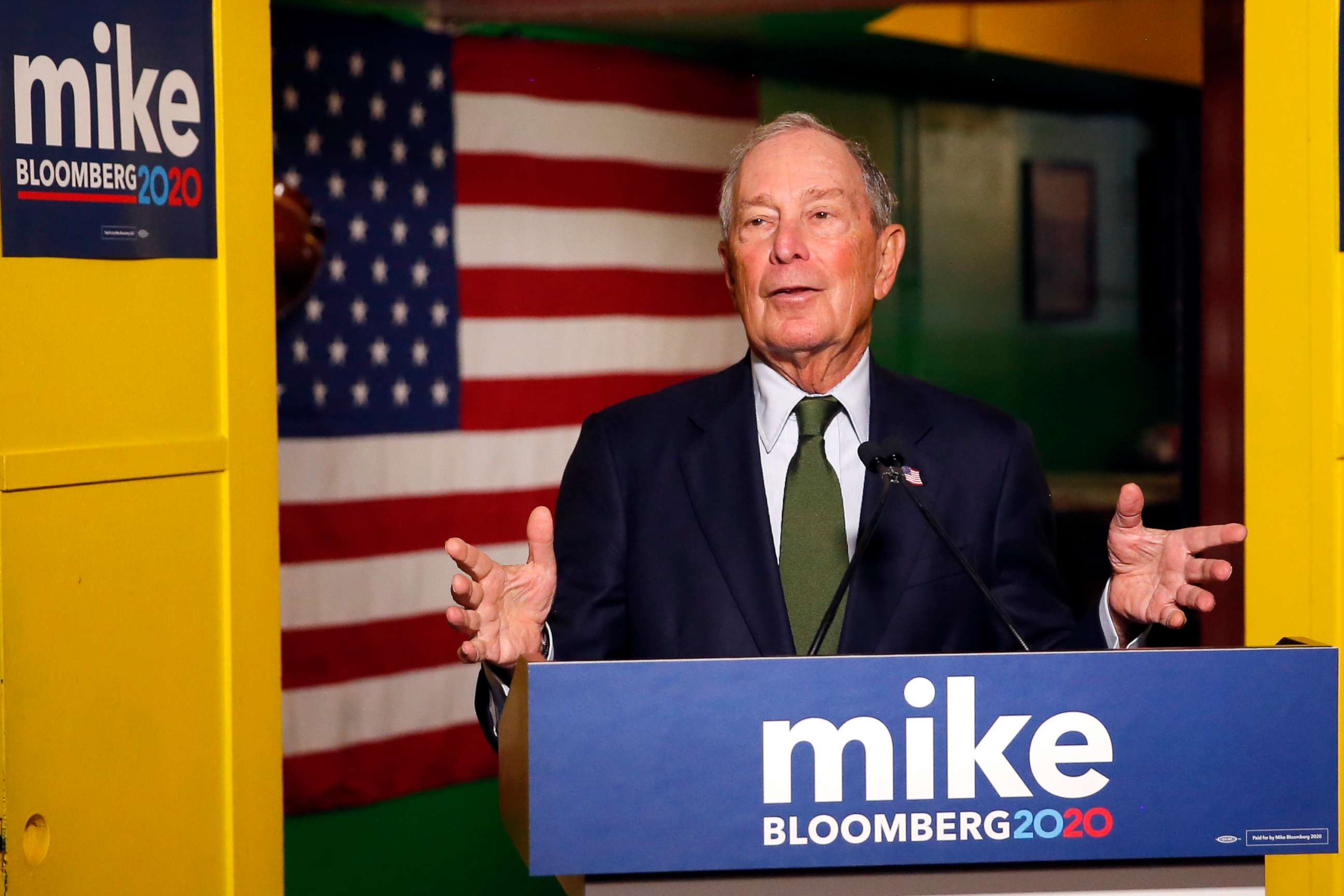 PHOTO: In this Nov. 26, 2019, file photo, Democratic presidential candidate Michael Bloomberg speaks to the media in Phoenix. 