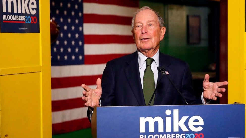 PHOTO: In this Nov. 26, 2019, file photo, Democratic presidential candidate Michael Bloomberg speaks to the media in Phoenix. 