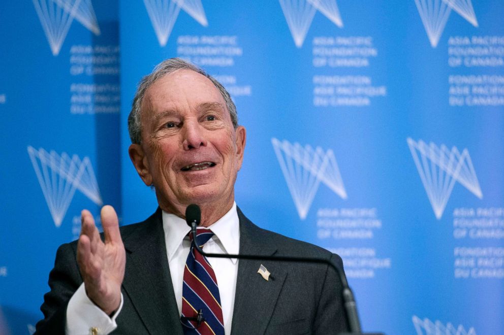 PHOTO: Former New York City Mayor Michael R. Bloomberg addresses a group of business and government leaders at the Asia Pacific Foundation in Toronto, Jan. 15, 2019.