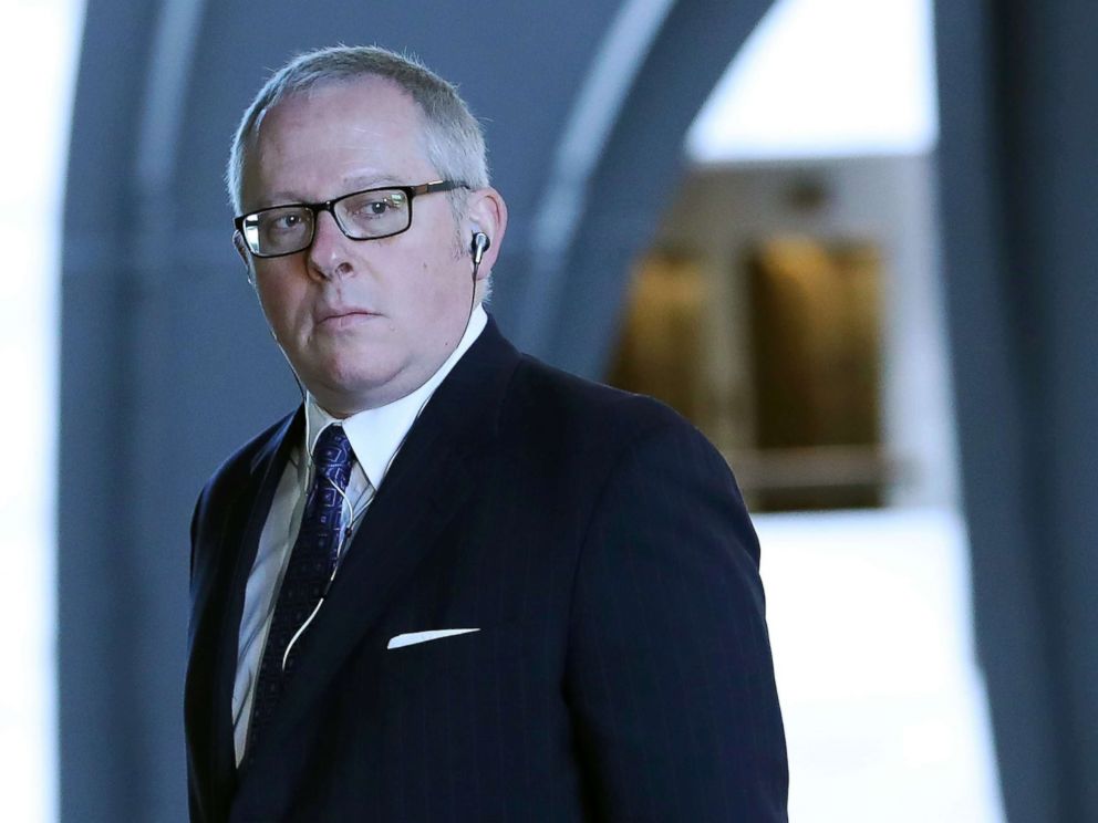 PHOTO: Former Trump campaign official Michael Caputo arrives at the Hart Senate Office building to be interviewed by Senate Intelligence Committee staffers, May 1, 2018, in Washington, DC.