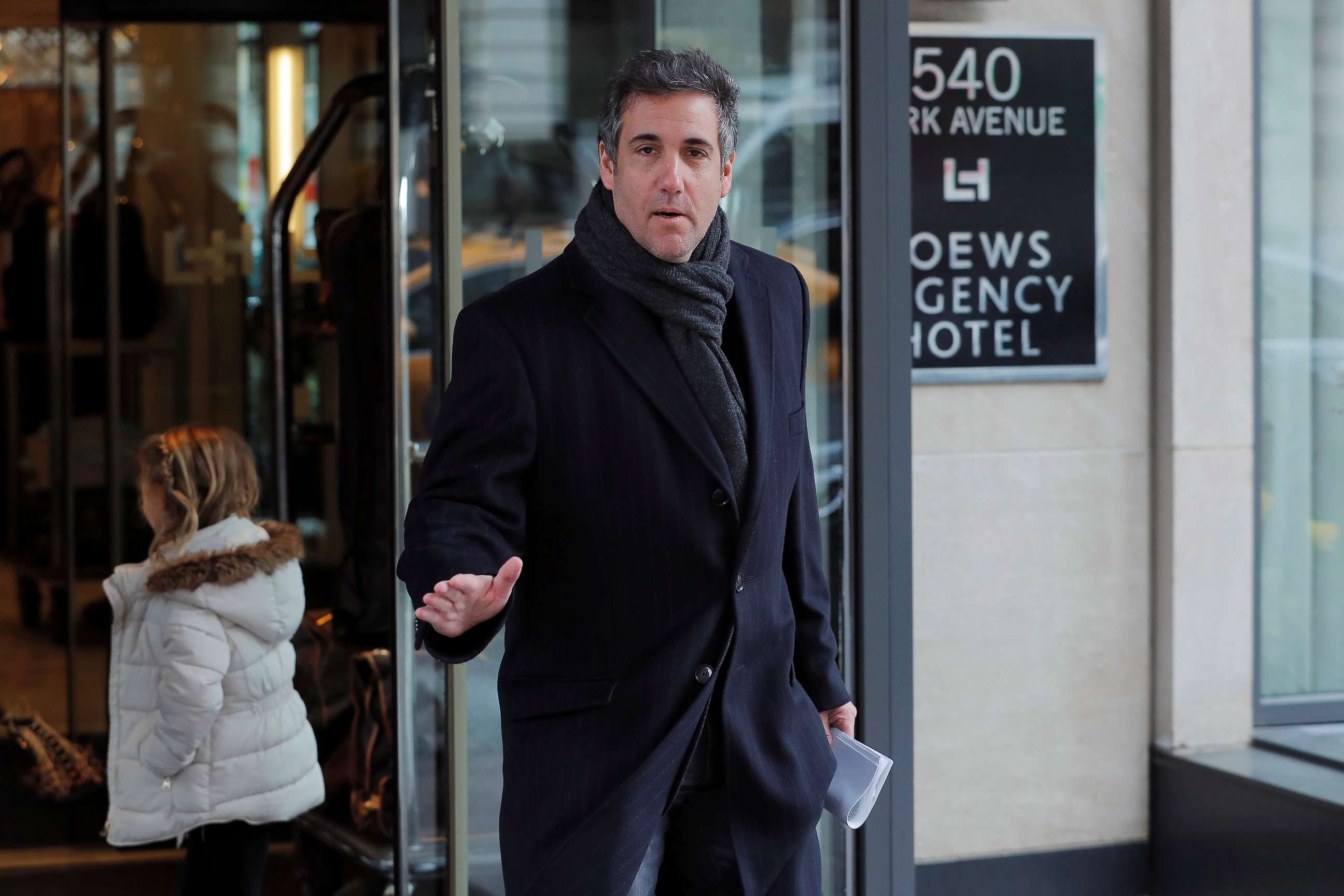 PHOTO: Donald Trump's personal lawyer Michael Cohen exits a hotel in New York City, April 15, 2018.
