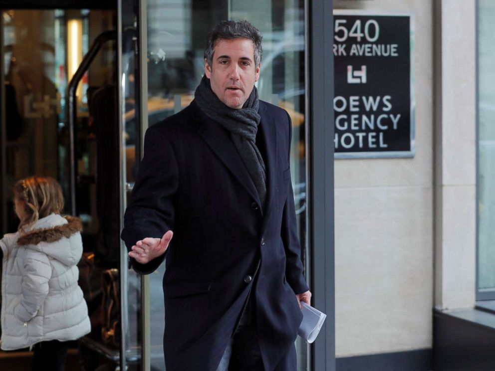 PHOTO: Donald Trumps personal lawyer Michael Cohen exits a hotel in New York City, April 15, 2018.