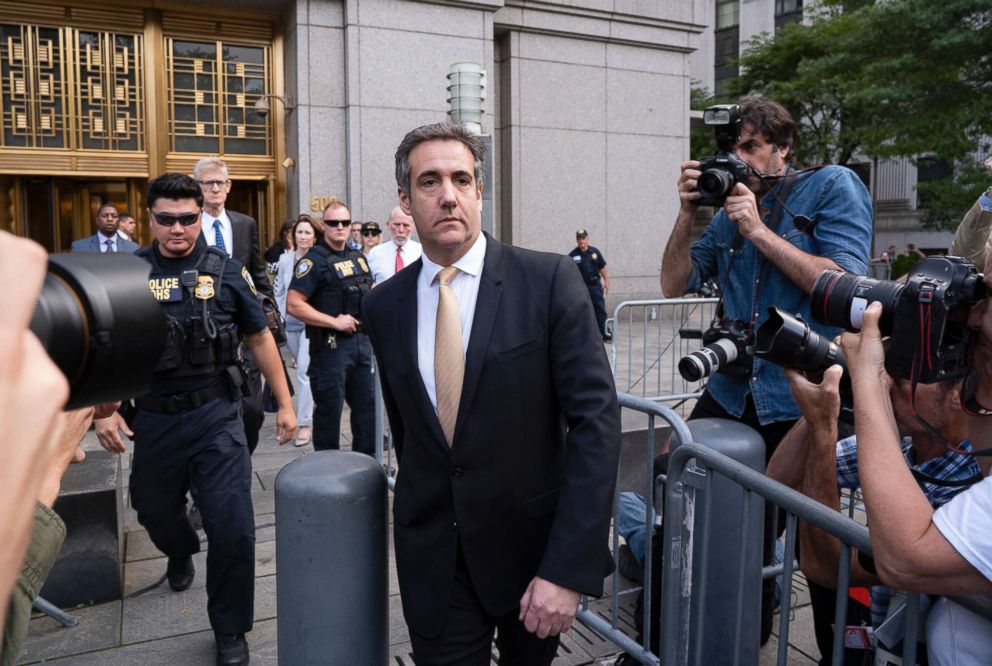 PHOTO: Michael Cohen, former personal lawyer to President Donald Trump, leaves federal court after reaching a plea agreement in New York City, Aug. 21, 2018.