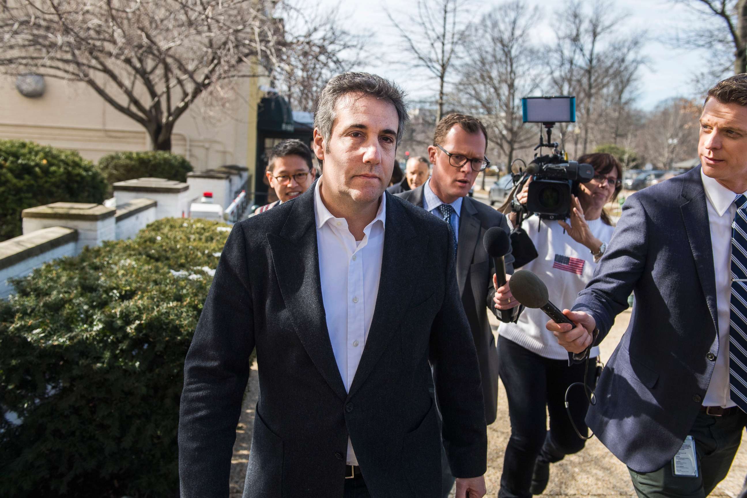 PHOTO: Michael Cohen, former attorney for President Donald Trump, leaves the Monocle restaurant on Capitol Hill, Feb. 21, 2019.