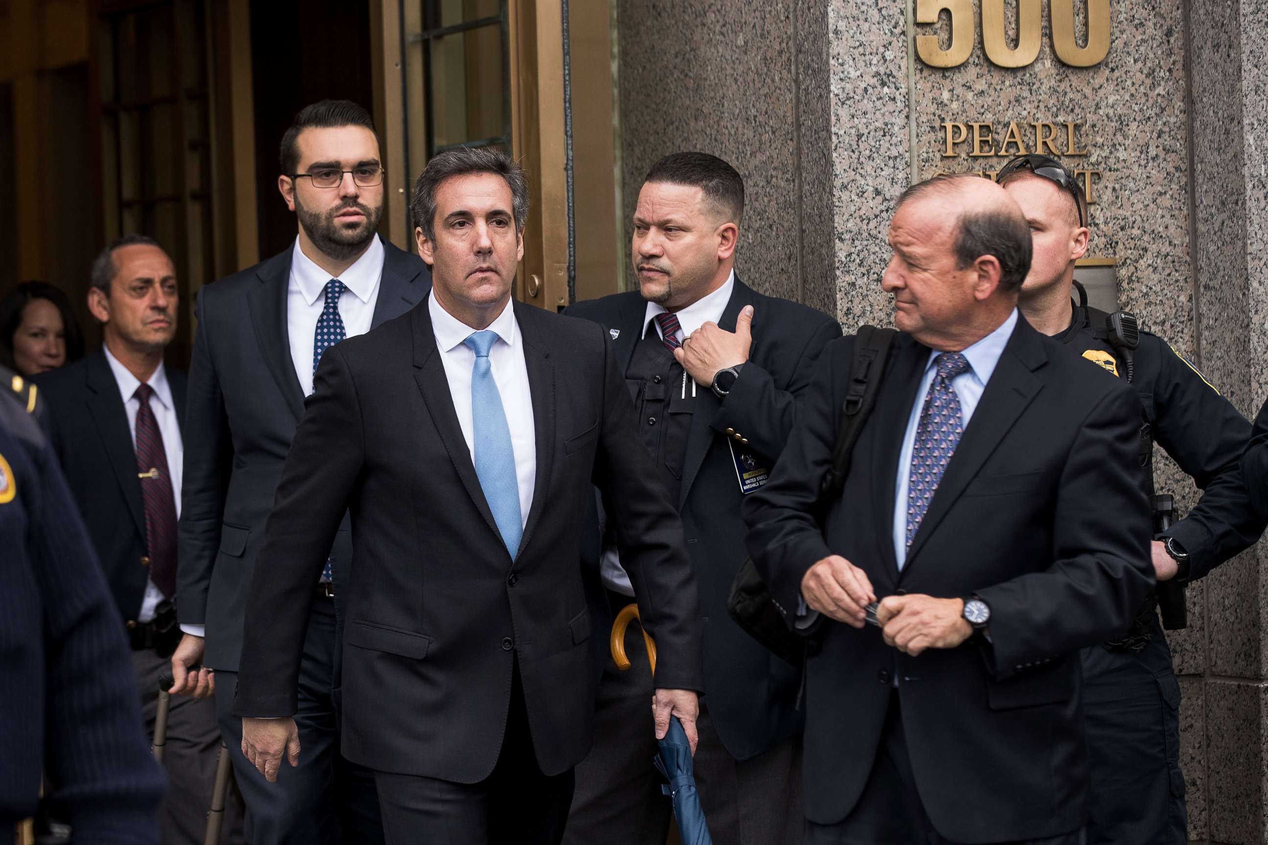 PHOTO: Michael Cohen, longtime personal lawyer and confidante for President Donald Trump, exits the United States District Court Southern District of New York, April 16, 2018, in New York City.