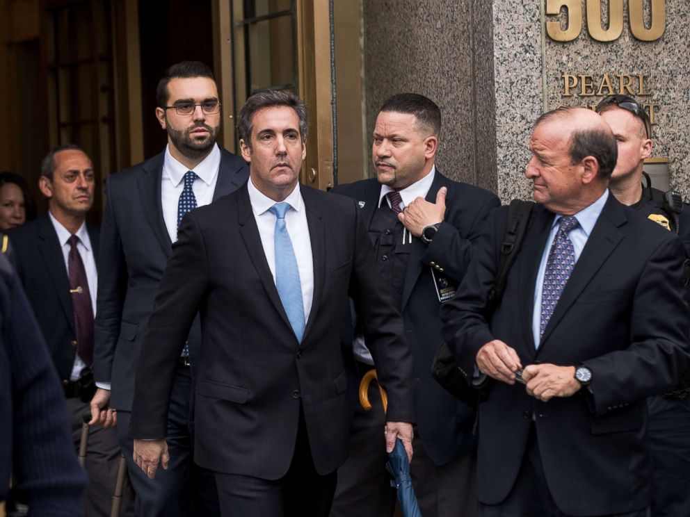 PHOTO: Michael Cohen, longtime personal lawyer and confidante for President Donald Trump, exits the United States District Court Southern District of New York, April 16, 2018, in New York City.