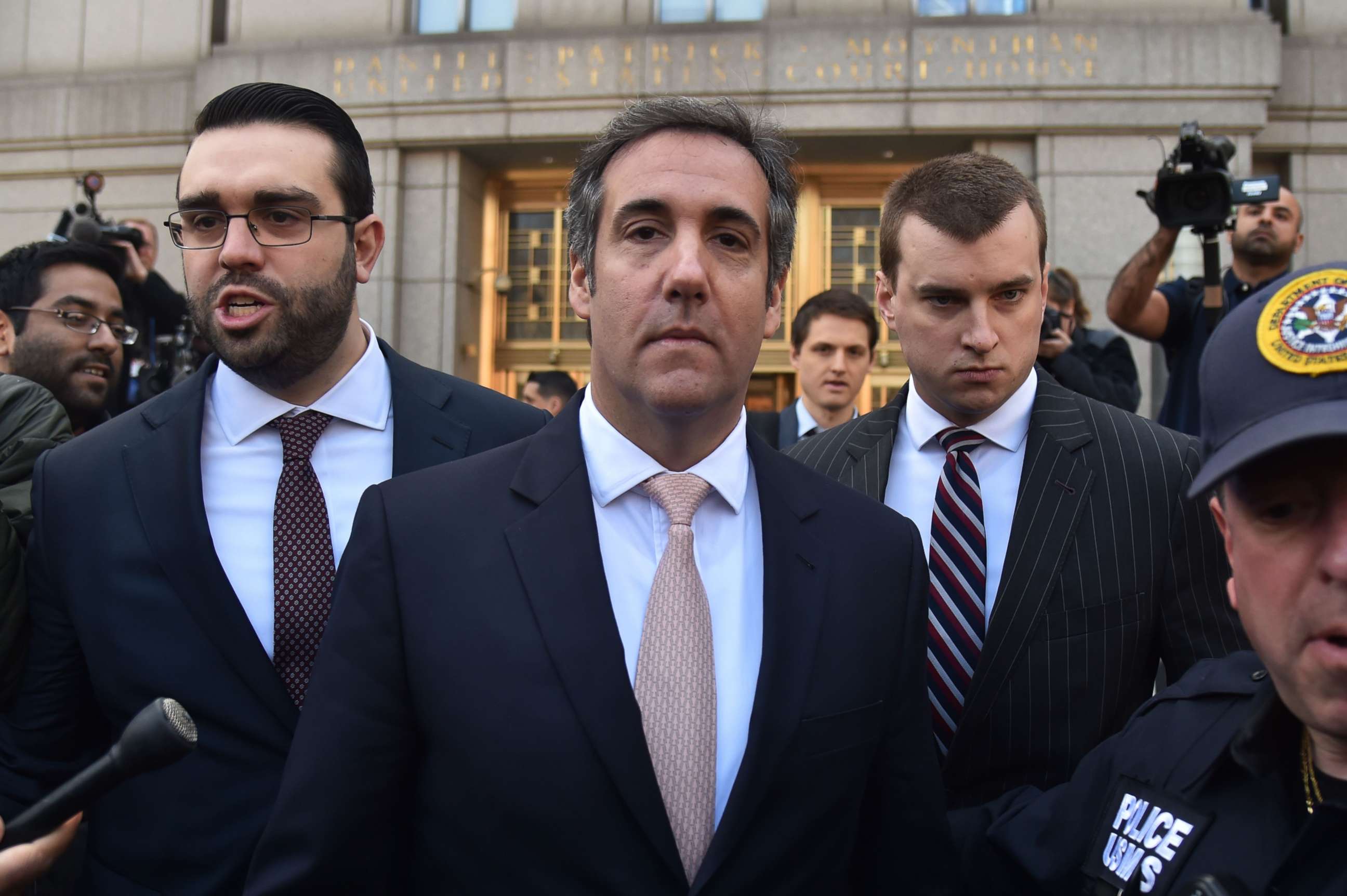 PHOTO: President Donald Trump's personal lawyer Michael Cohen leaves the federal courthouse in New York City, April 26, 2018.