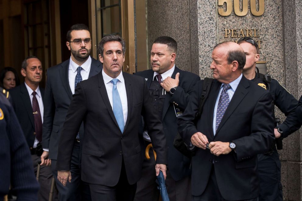 PHOTO: Michael Cohen, longtime personal lawyer and confidante for President Donald Trump, exits the United States District Court Southern District of New York, April 16, 2018 in New York City.