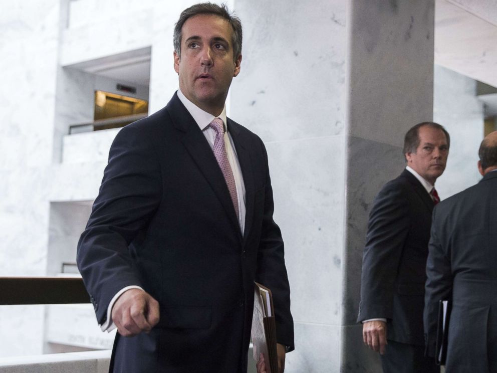 PHOTO: Michael Cohen, a former lawyer for President Trumps business and a close associate of the president meets with Senate Intelligence Committee, Sept. 19, 2017, in Washington.