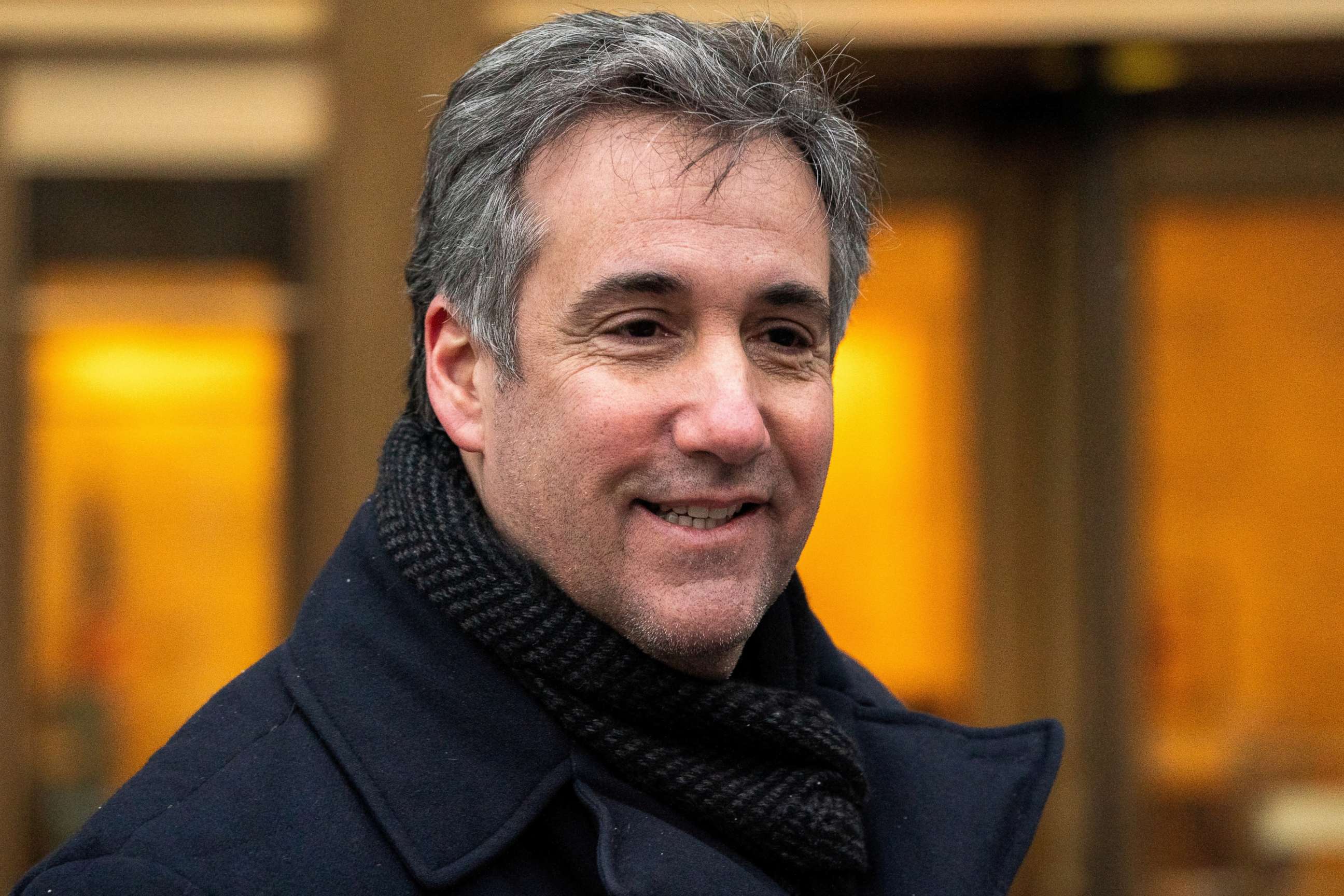 PHOTO: Former President Donald Trump's former lawyer Michael Cohen speaks to members of media at the United States Courthouse in the Manhattan borough of New York City, Jan. 24, 2022.