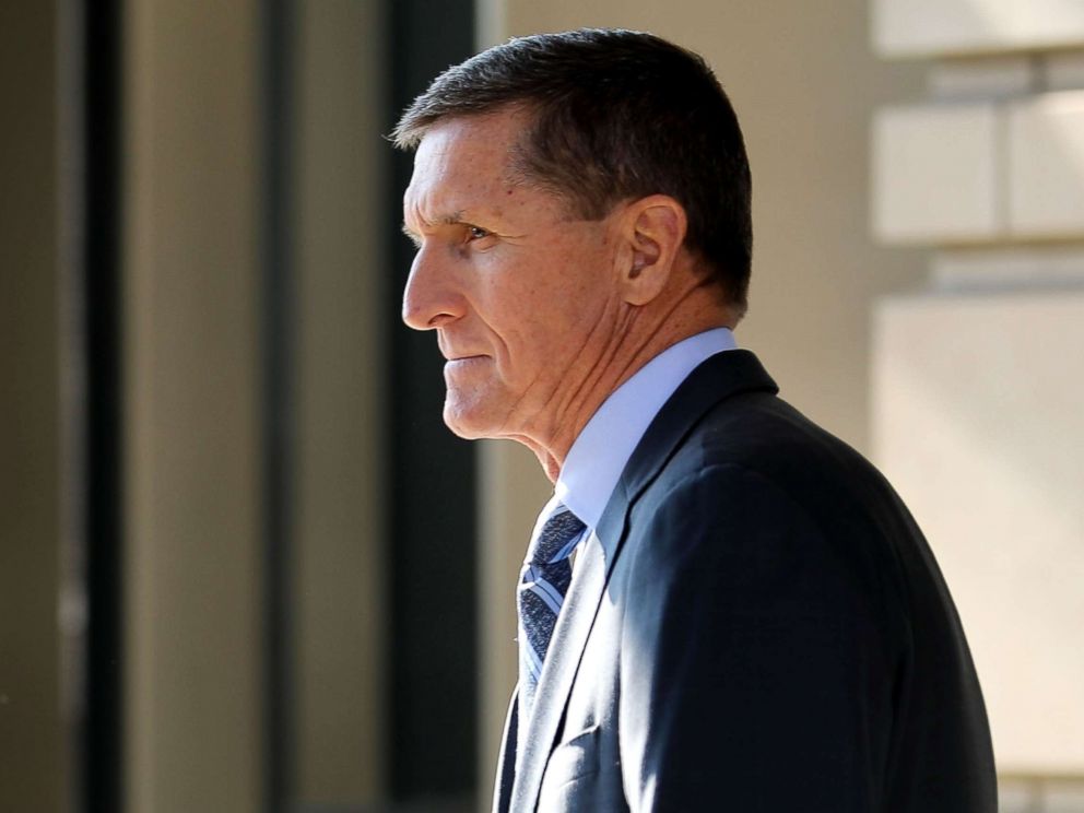 PHOTO: Michael Flynn, former National Security Advisor to President Donald Trump, resigns after a hearing in the Prettyman Federal Court on December 1, 2017 in Washington.