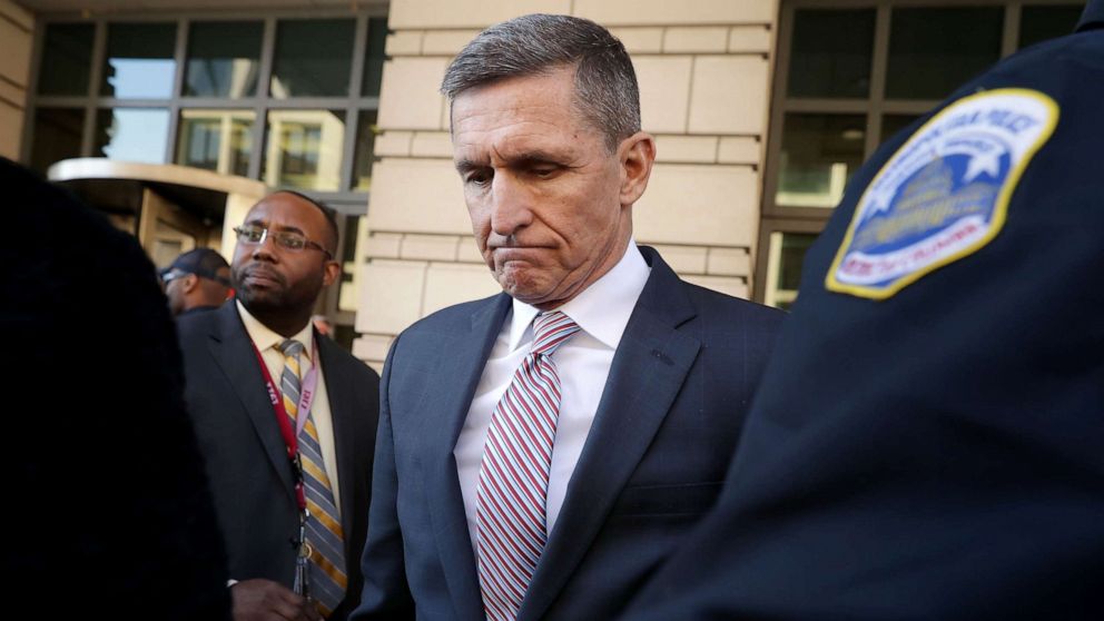 PHOTO: Former White House National Security Advisor Michael Flynn leaves the Prettyman Federal Courthouse following a sentencing hearing in U.S. District Court, Dec. 18, 2018 in Washington.