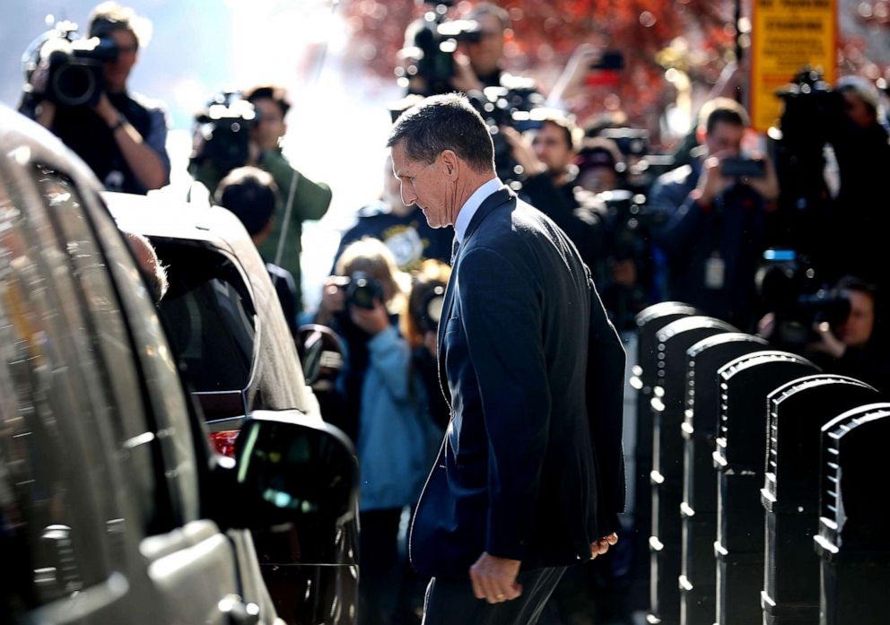 PHOTO: Michael Flynn, former national security advisor to President Donald Trump, leaves following his plea hearing at the Prettyman Federal Courthouse in Washington, Dec. 1, 2017.