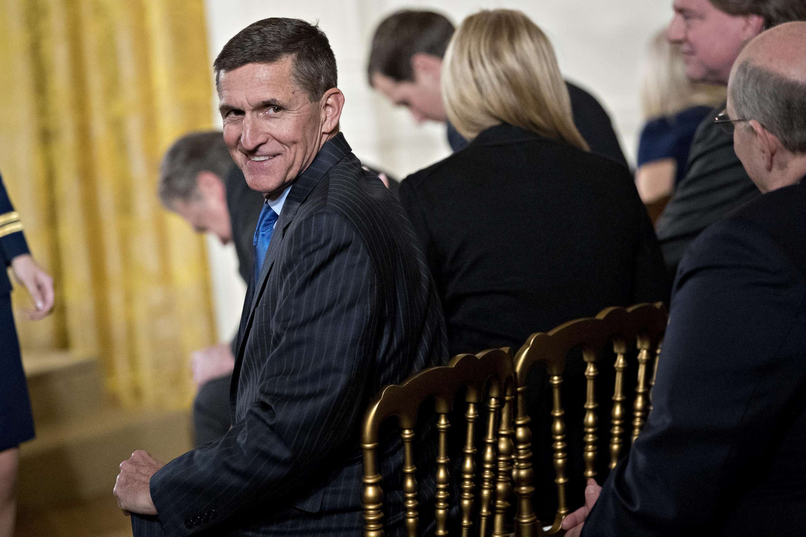 PHOTO: In this Jan. 22, 2017, file photo, retired Lieutenant General Michael Flynn, U.S. national security advisor, attends a swearing in ceremony of White House senior staff in the East Room of the White House in Washington, D.C.
